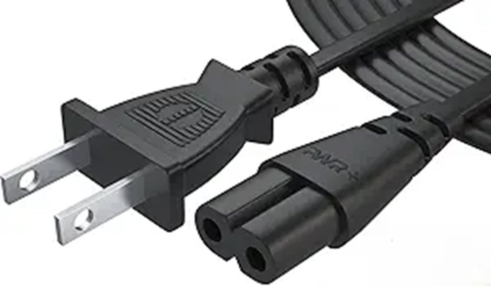 black 6 foot 2 prong power cord