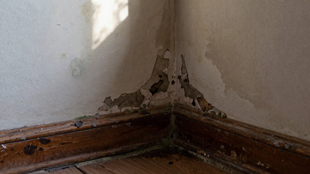 dampness often spreads outward