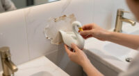 She Used A Ceramic Swan To Hide This Major Bathroom Eyesore