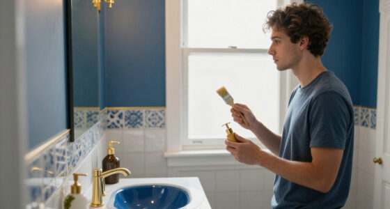 A Son Redid His Parents’ Powder Room In Blue And Gold — For Just $323