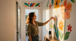 Her Sister Painted Flowers On Her Hallway Walls — Now It’s A Colorful Escape