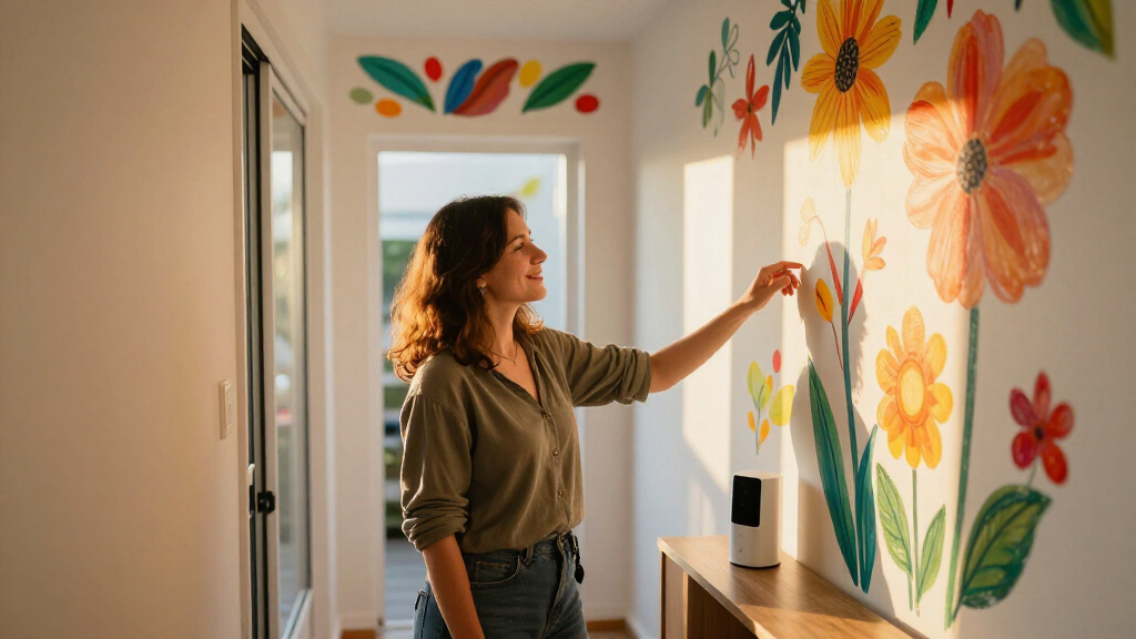 Her Sister Painted Flowers On Her Hallway Walls — Now It’s A Colorful Escape