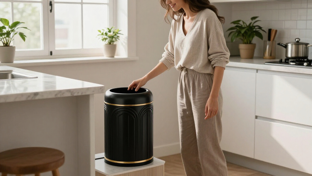 This Stylish Trash Can Is “Perfect” For Small Spaces (And Gives Art Deco Vibes!)