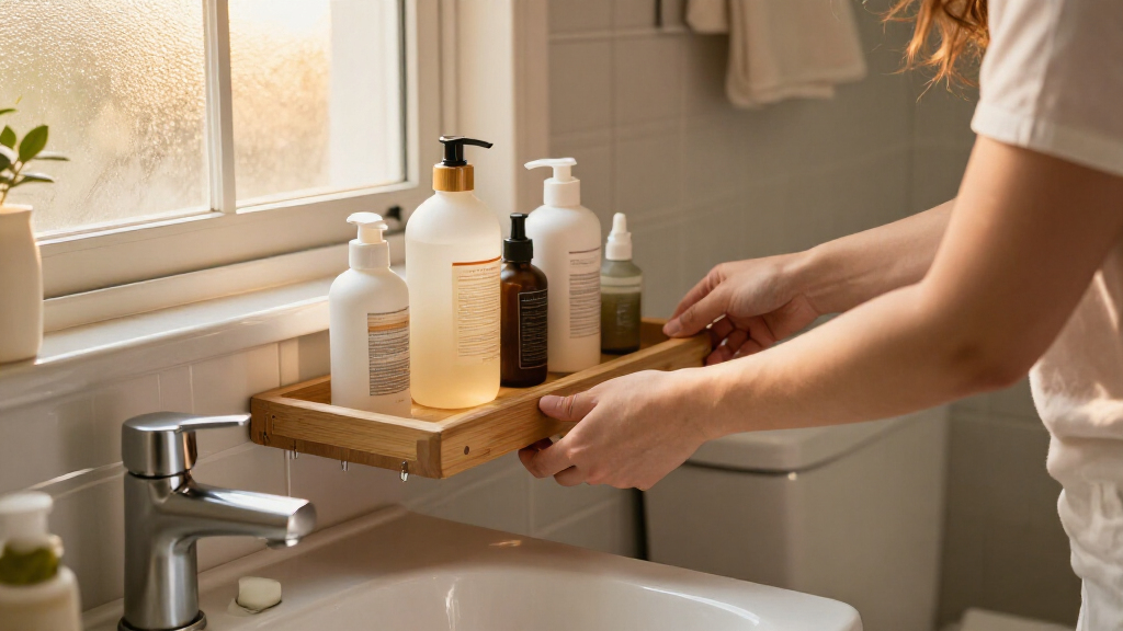 DIYer Finds The Easiest Hack For Extra Countertop Storage In Small Bathrooms